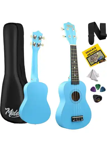 Midex UKX-901BL Mavi Soprano Ukulele: Taşınabilir ve Eğlenceli Müzikal Deneyim