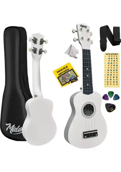 Midex UKX-901WH Beyaz Soprano Ukulele: Başlangıç Seviyesi İçin Uygun Taşınabilir Enstrüman
