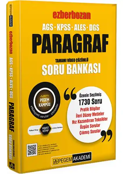 Pegem Akademi Türkçe Paragraf Soru Bankası Sınavlara Hazırlık İçin Kapsamlı ve Etkili Bir Kaynak