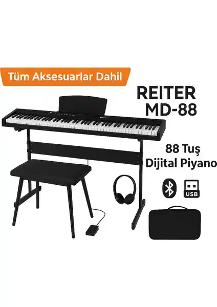 Reiter MD88 Pedallı Dijital Piyano: Profesyonel ve Şık Müzik Deneyimi Sunar