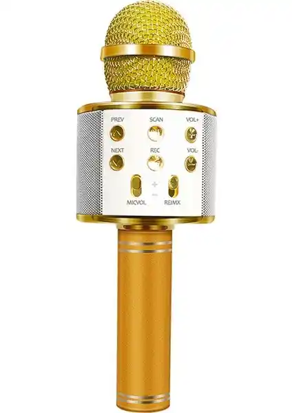 Tatu WS-858 Altın Renkli Kablosuz Taşınabilir Karaoke Mikrofonu Teknoloji ve Eğlence Birliği