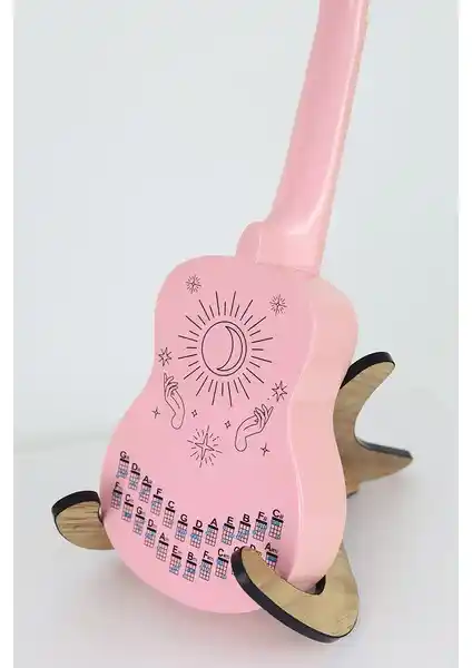 Ukulele Çalarken Kullanıcı Dostu Siyah Renkli Akor Cetveli ve Etiketi Seti