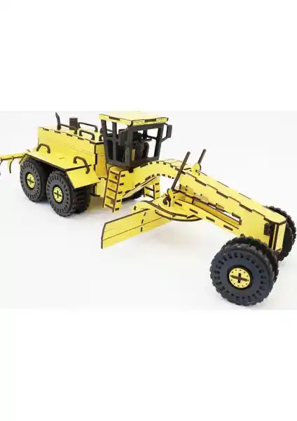 3D Ahşap Grayder İş Makinesi Maketi: Detaylı ve Eğitici Model Koleksiyonu