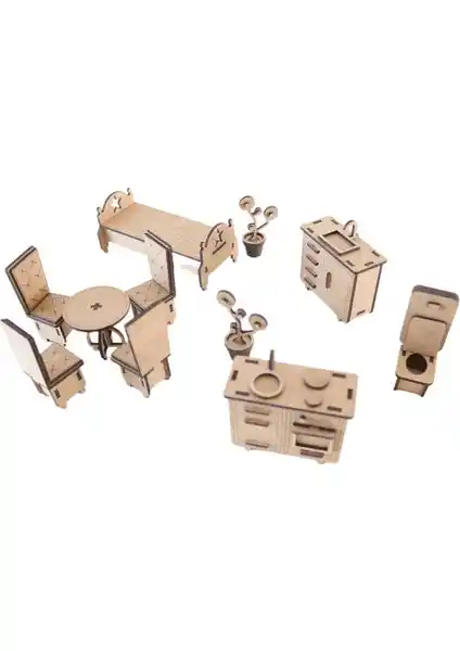 3D Ahşap Puzzle Ev Eşyaları Seti 105 Parça ile Yaratıcı Dekorasyon ve Eğlence