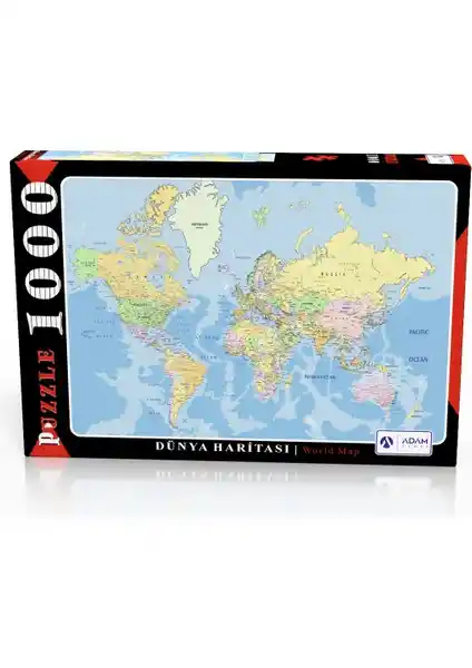 Adam Games Dünya Haritası 1000 Parça Puzzle Detaylı Coğrafya Deneyimi