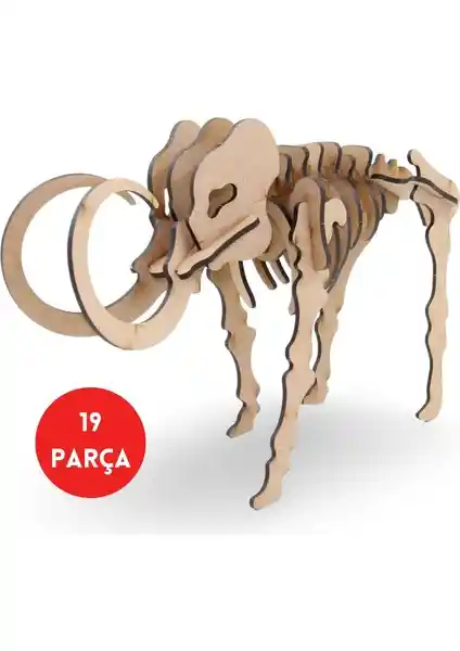 Algwood 19 Parça Ahşap Mamut Iskeleti Maketi ile Tarih Öncesi Canlıları Öğrenme ve Dekore Etme Fırsatı