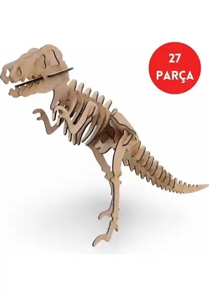 Algwood 27 Parça T-Rex Ahşap Dinozor Maketi Eğitim ve Dekorasyon İçin Uygun