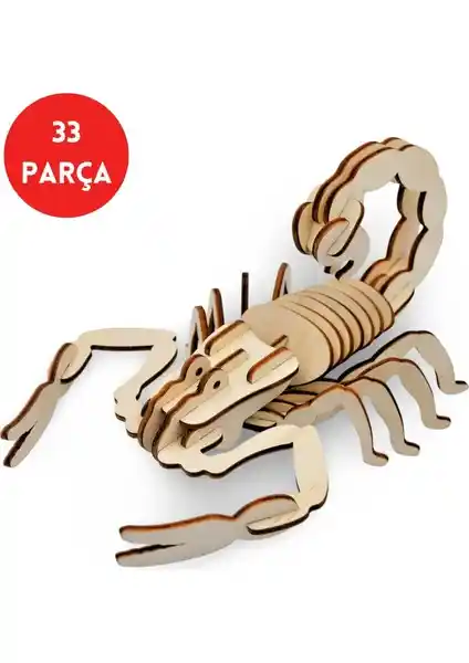 Algwood 33 Parça Ahşap Akrep Maketi: Eğitici ve Dekoratif Hobi Seti
