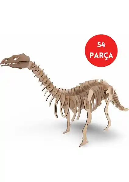 Algwood 54 Parça Brontosaurus Ahşap Dinozor Maketi Eğitim ve Dekorasyon Aracı