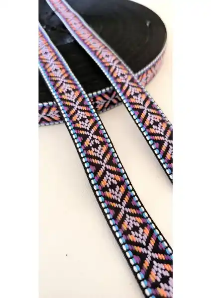 Altay Aksesuar Mor Renkli Etnik Şerit 2 cm, Dekoratif ve Çok Yönlü Tasarım