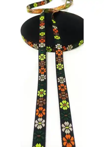 Altay Aksesuar Sarı Çiçekli Etnik Dar Dokuma Şerit Dekoratif ve Çok Yönlü Kullanım İmkanı