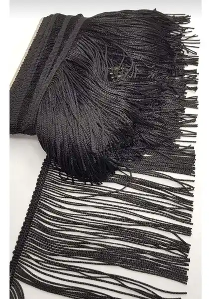 Altay Aksesuar Siyah Düz Püskül Saçak 15 cm Dekoralif Şerit ile Şıklığın Zirvesi