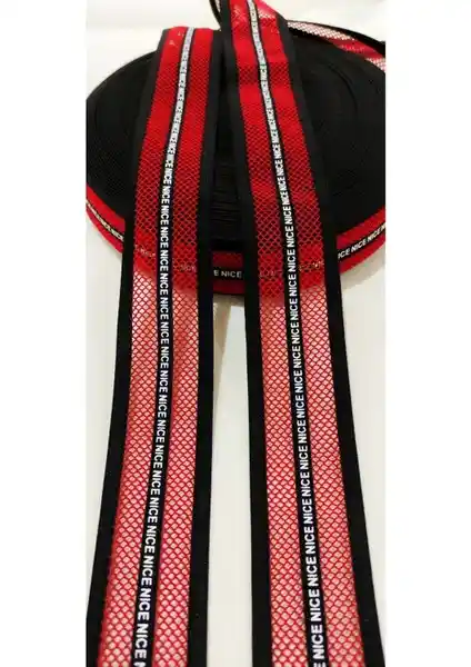 Altay Aksesuar Siyah Kırmızı Fileli Lastik Şerit Sportif ve Dayanıklı Tasarım