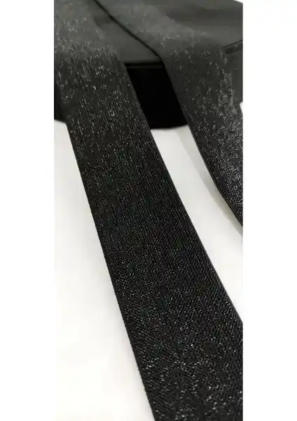 Altay Aksesuar Siyah Simli Lastik Şerit 4 cm Genişlikte Çok Amaçlı Kullanım İçin