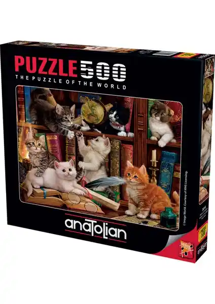 Anatolian 500 Parçalık Puzzle Kedi ve Kitaplar Temalı Zihinsel Gelişim İçin Uygun