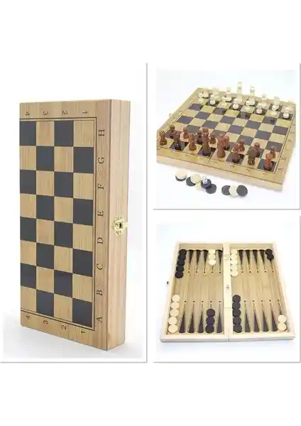 Armesa Ahşap Satranç Seti 3'lü: Şık ve Dayanıklı Klasik Tasarım Satranç Takımı