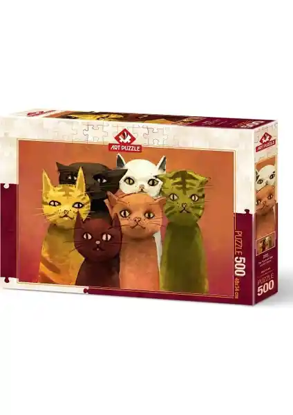 Art Puzzle Kediler Takımı 500 Parça Puzzle Detaylı ve Dayanıklı Zihin Geliştirici Aktivite
