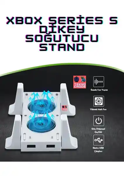 Beboncool TYX-0658 Xbox Series S İçin Çok Katmanlı Dikey Soğutucu Stand ve Fan