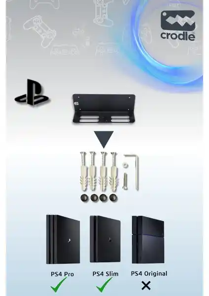 Crodle PS4 Duvar Standı: Estetik ve Fonksiyonel Oyun Konsolu Aksesuarı
