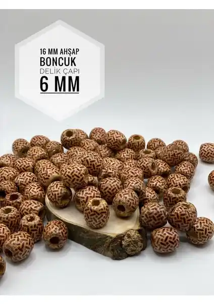 FioliMore 16 mm Desenli Ahşap Boncuk Takı Tasarımı İçin Uygun ve Şık Malzeme Seçeneği