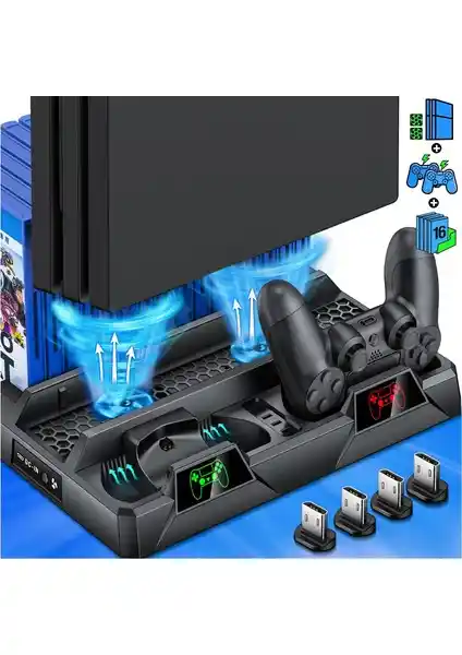 Hobimtek Çok Fonksiyonlu PS4 Dikey Standı ve Soğutucu Şarj İstasyonu
