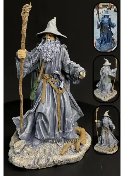 Kingdom Of 3D Gandalf Figürü Yüksek Detaylı El Yapımı Koleksiyon Parçası