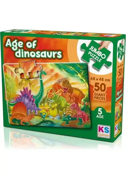 KS Games Dinozor Temalı 50 Parça Jumbo Boy Puzzle Yüksek Kalite Eğitici Ürün