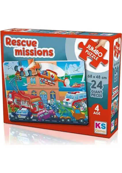 KS Games Kurtarma Görevleri Jumbo Puzzle 24 Parça Çocuk ve Yetişkinler İçin Eğitici Oyun
