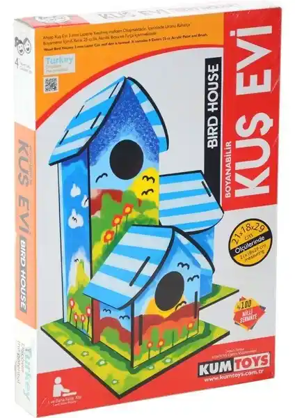 Melfxxl 5269 Kumtoys Boyanabilir 3'lü Kuş Evi Seti Doğa ve Yaratıcılığı Bir Arada Sunar