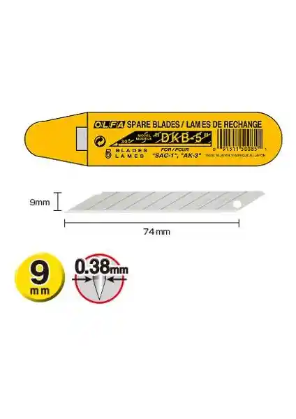 Olfa Dkb-5 30 Derece Açılı Dar Maket Bıçağı Yedeği 5'li Keskin ve Güvenli Kullanım
