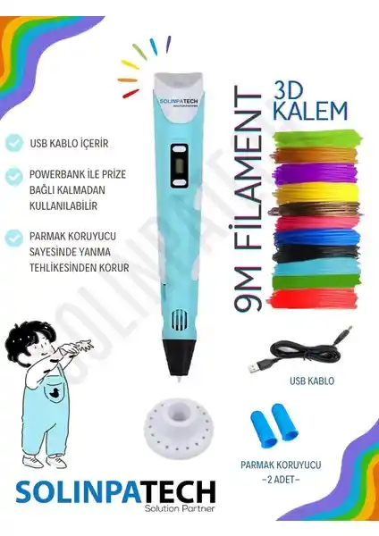 Solinpatech Mavi 3D Kalem: Yaratıcılığı Geliştiren Yenilikçi Tasarım Aracı