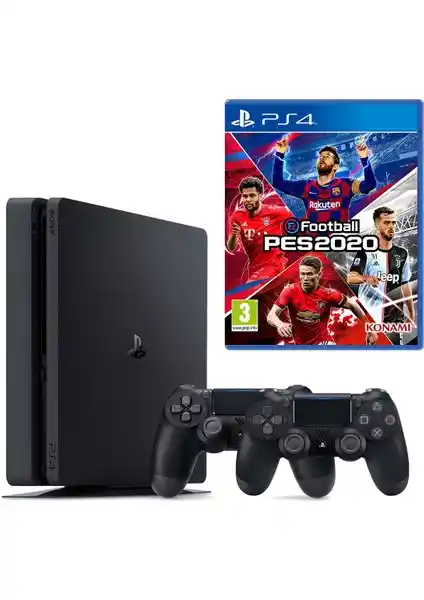 Sony PlayStation 4 Slim ve DualShock Kontrolcüleri ile PES 2020 Dahil Oyun Paketi