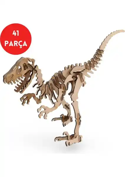 Velociraptor Ahşap Maketi: Eğitici ve Dekoratif Tarihöncesi Canlılar Modeli