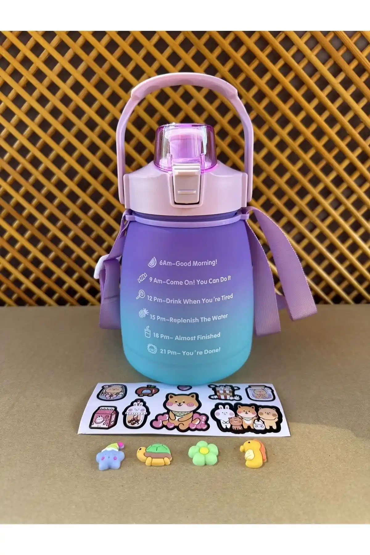 2B Bazaar Motivasyonel Su Matarası 1000 ml Sağlıklı ve Pratik Kullanım İçin Uygun