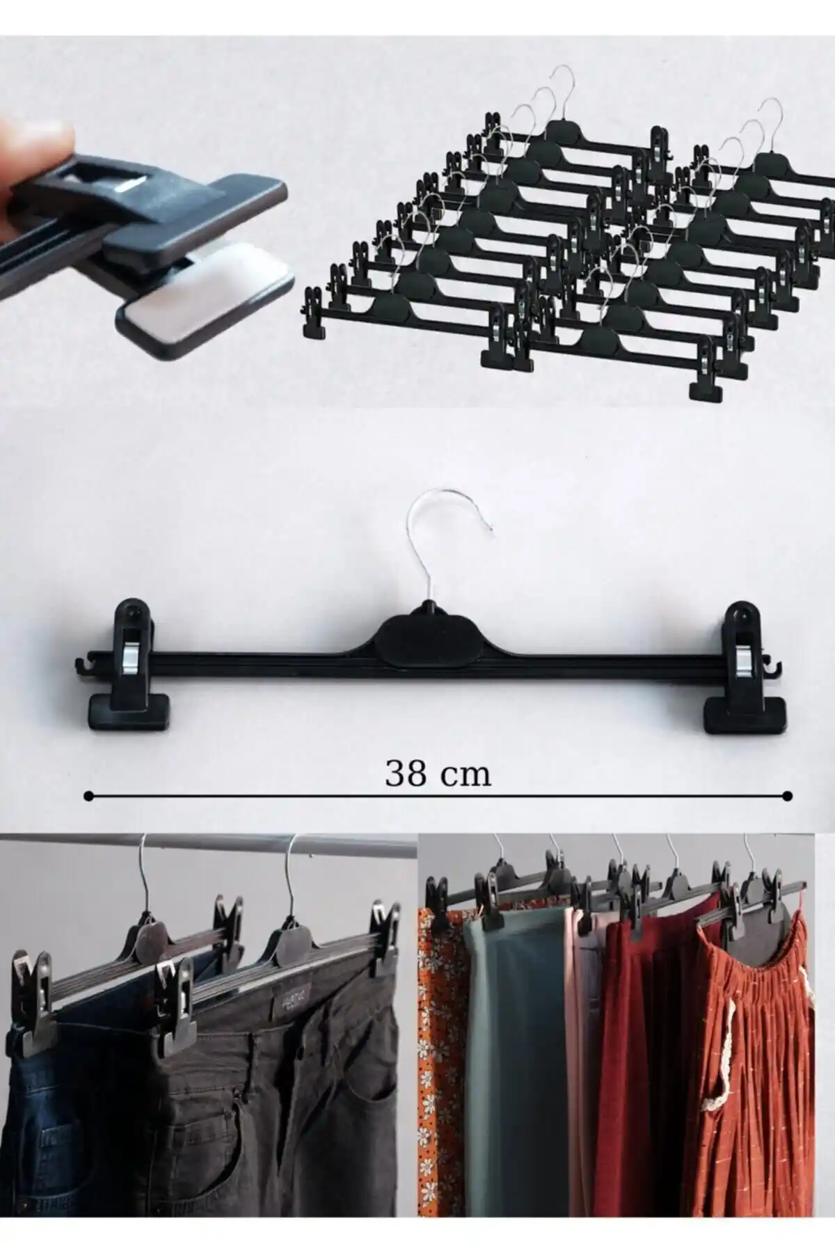 Acar Raf 20'li Plastik Pantolon ve Etek Askısı Seti Dayanıklı ve Pratik Kullanım İçin