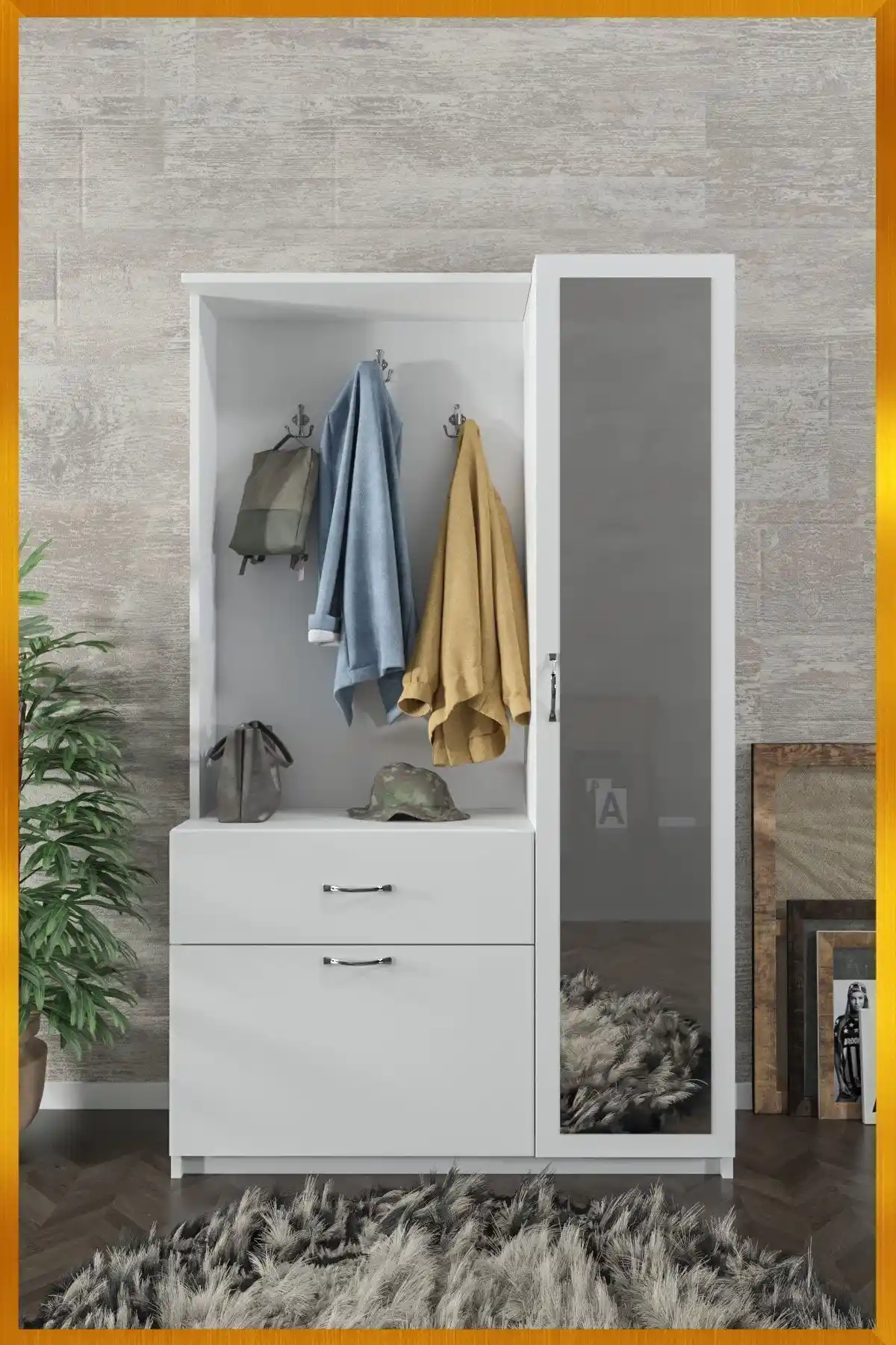 Aeka AE-3042 Reina Aynalı Delüx Vestiyer: Modern ve Fonksiyonel Mobilya Çözümü