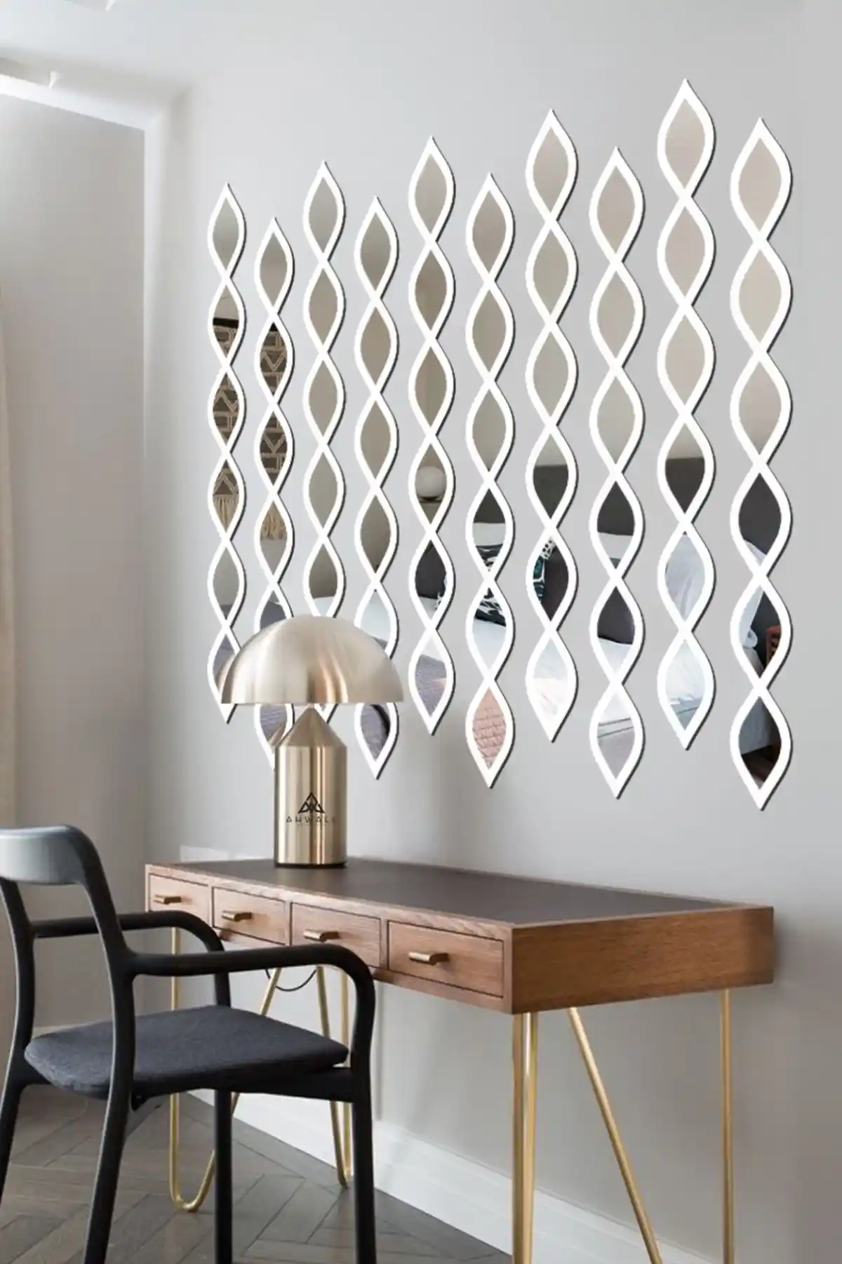 AHWALL Woodworking Su Damlası Dekoratif Ayna Seti Ev ve İş Yeri Dekorasyonu İçin Uygun