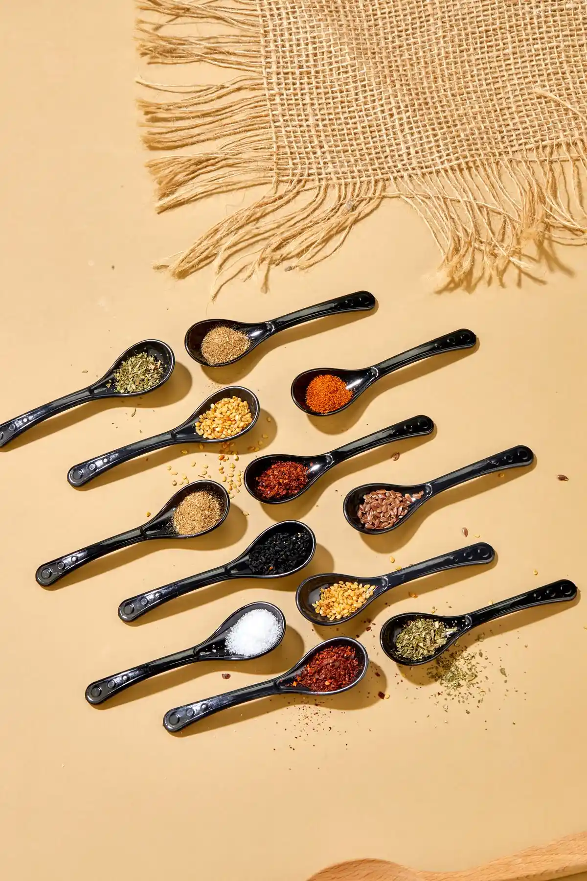 AKAN HOME Siyah Plastik Servis ve Baharat Kaşığı Seti 12 Parça Modern Tasarım