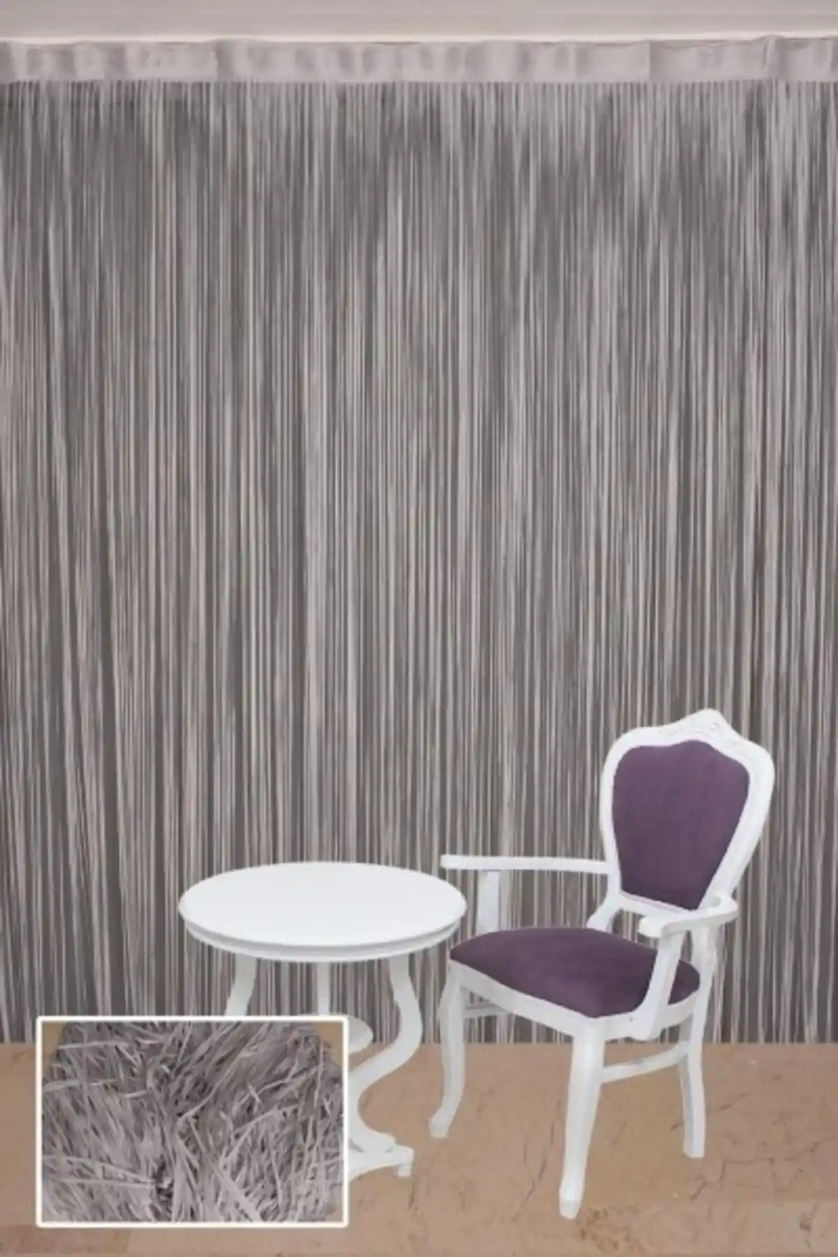 Akça Tekstil Düz Ip Model Gri Renk Hazır Ip Perde Modern ve Kullanışlı Tasarım