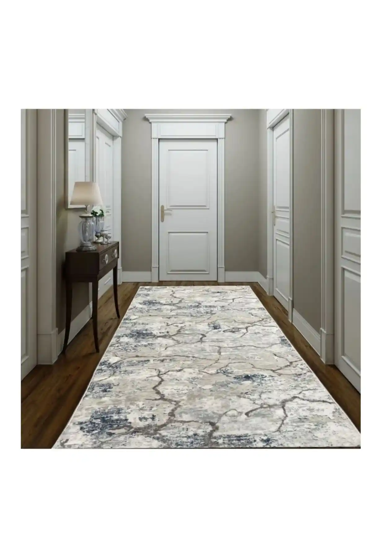 AKSU Etna Serisi Mavi Çizgili Jel Tabanlı Yumuşak Yüzey Halı Yollukları 75-90 Karakter