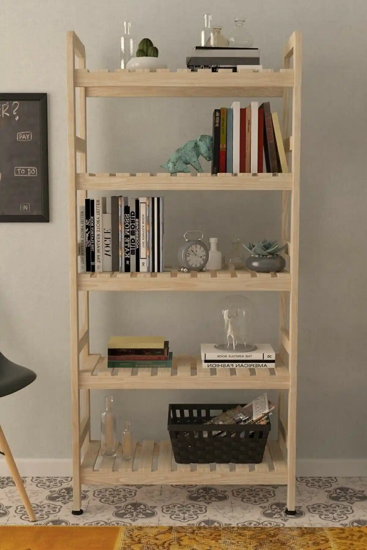 ALFA Dekorasyon 5'li Düzenleyici Kitaplık Rafı Modern ve Dayanıklı Tasarım