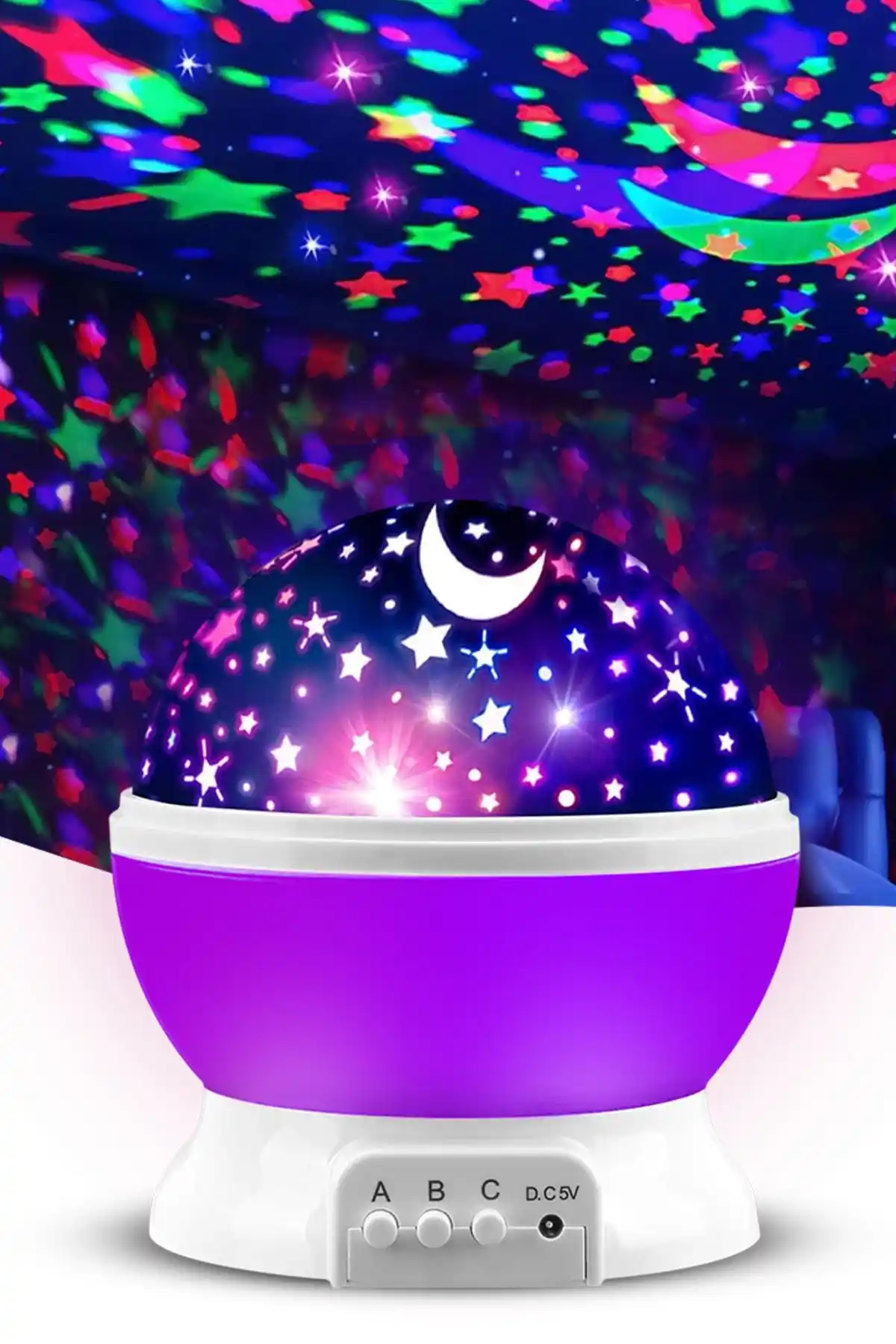 ALFAGİFT Ay ve Yıldızlı Gökyüzü Yansıtmalı Dönen Projeksiyon Gece Lambası