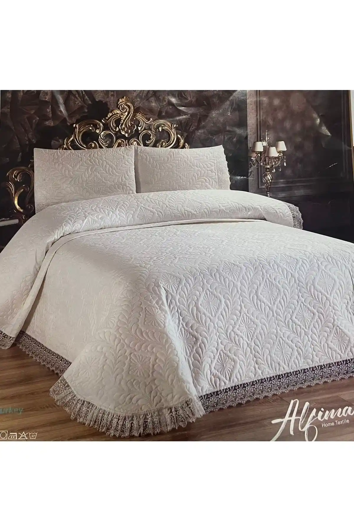 Alfima Battal Boy Fransız Güpürlü Yatak Örtüsü: Şık ve Kullanışlı Modern Tasarım