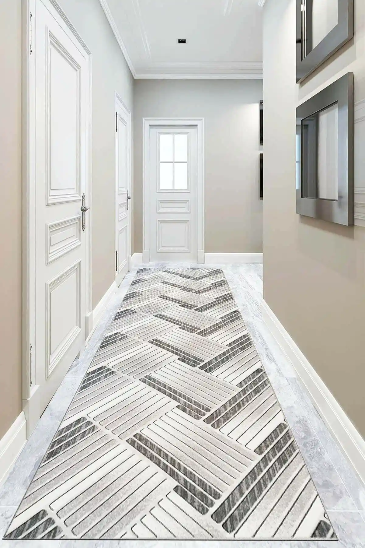 Algorand Home Modern Yıkanabilir Kaymaz Taban Kesme Rulo Yolluk Gri 75-90 karakter