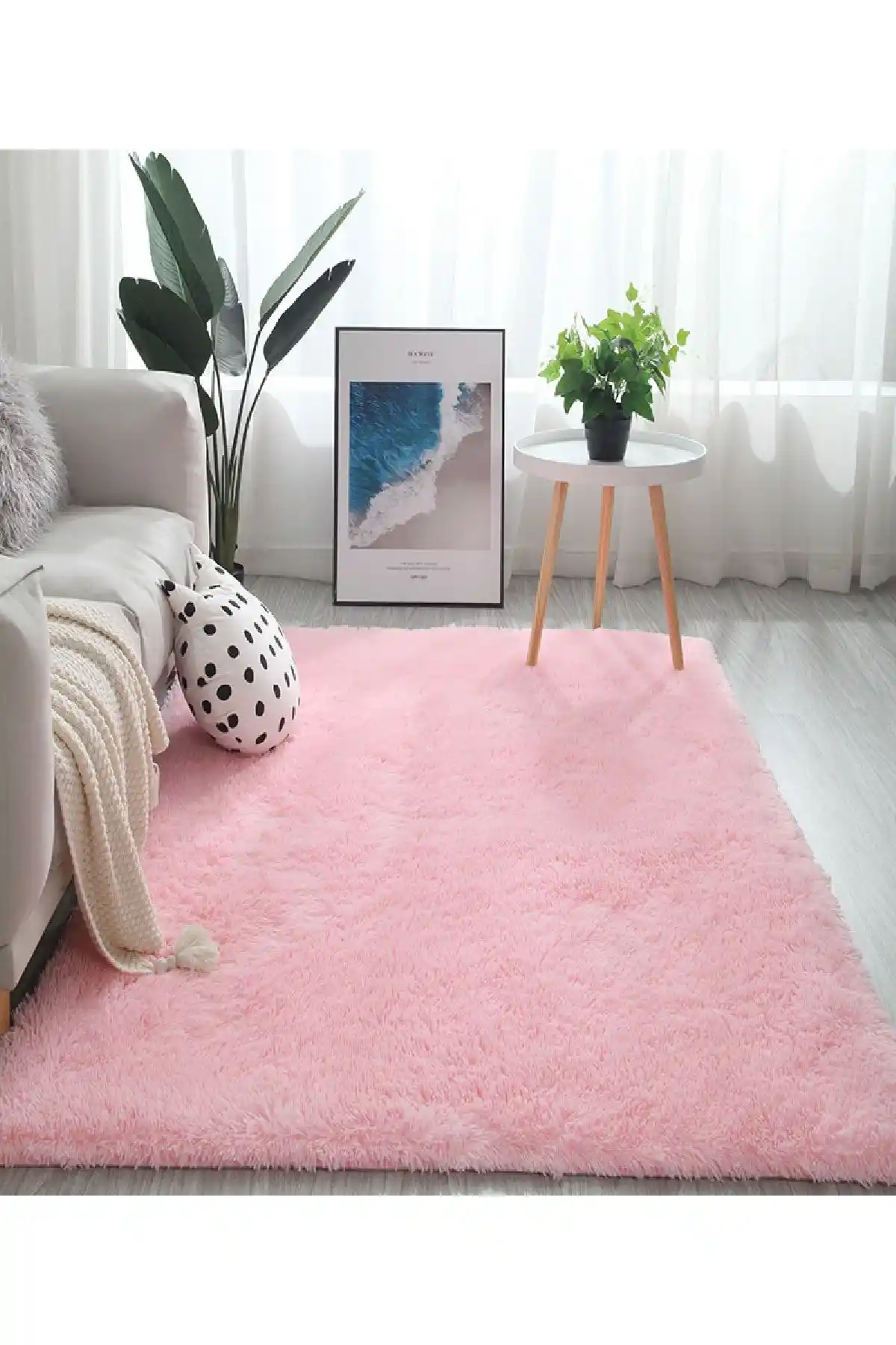ALgorand Home Pembe Pudra Kaymaz Tabanlı Halı Yatak ve Çocuk Odası İçin Şık ve Güvenli Tasarım