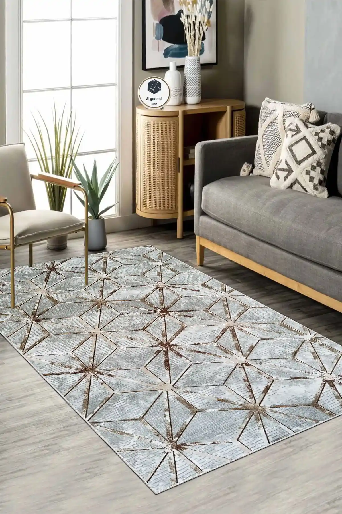 ALgorand Home Yıkanabilir Kaymaz Tabanlı Gri ve Mavi Halı Yolluk Karşılaştırması