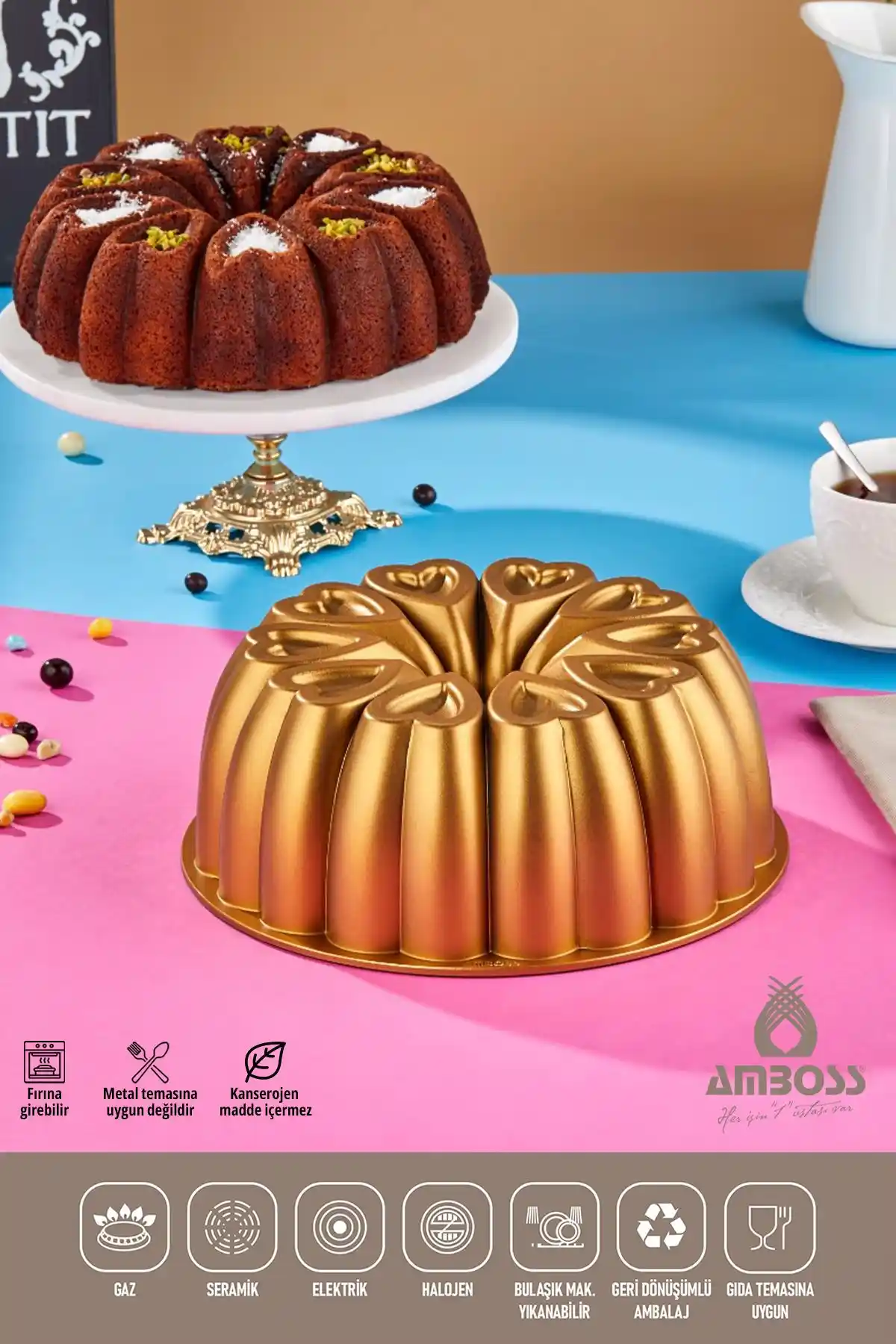 Amboss Ametist Döküm Kek Kalıbı Sarı - Dayanıklı ve Estetik Tasarımıyla Mükemmel Pişirme Deneyimi