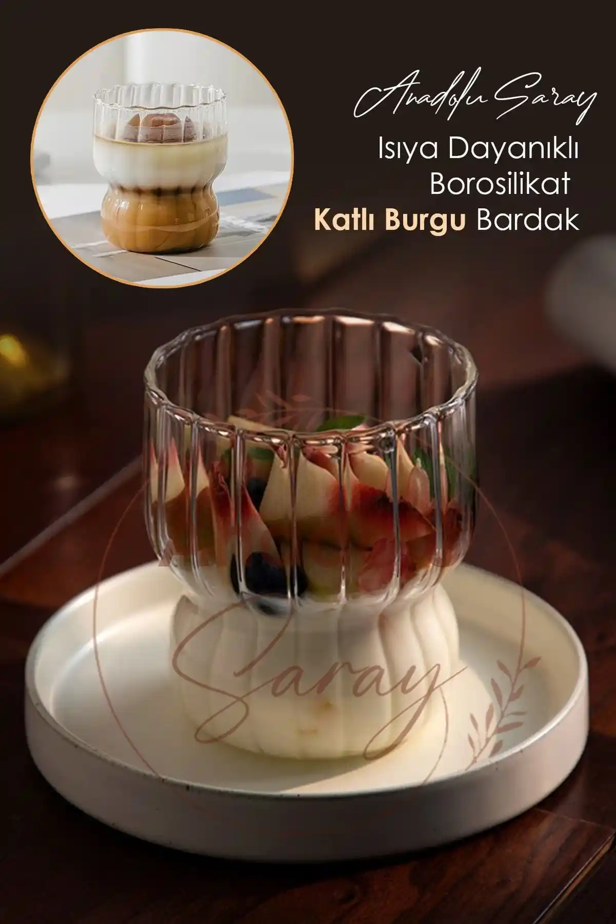 Anadolu Saray Borosilikat Cam Bardak: Şık ve Dayanıklı Isıya Dayanıklı Sunum Bardağı