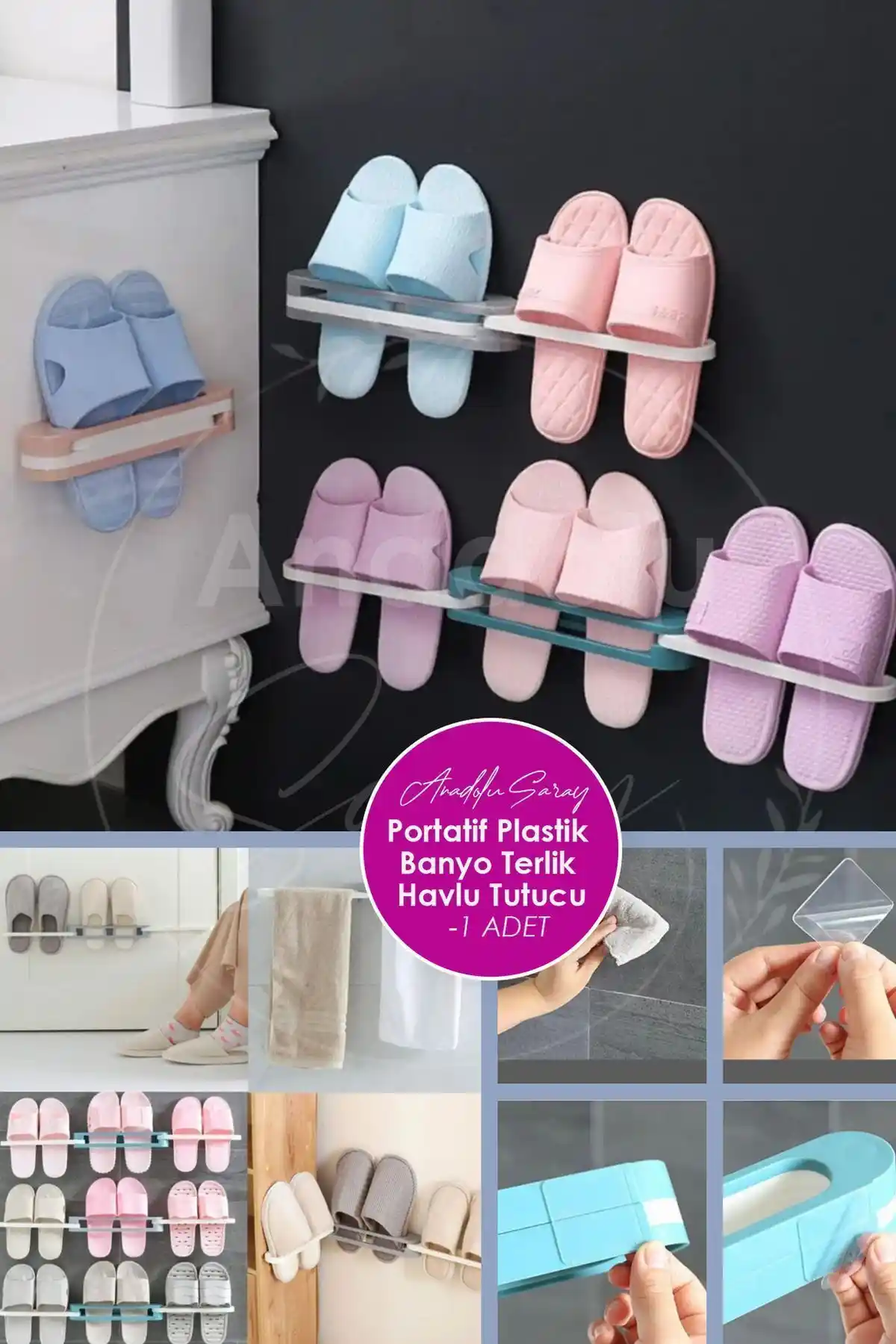 Anadolu Saray Kendinden Yapışkanlı Banyo Terlik ve Havlu Tutucu Ürünü Özellikleri ve Kullanım Avantajları