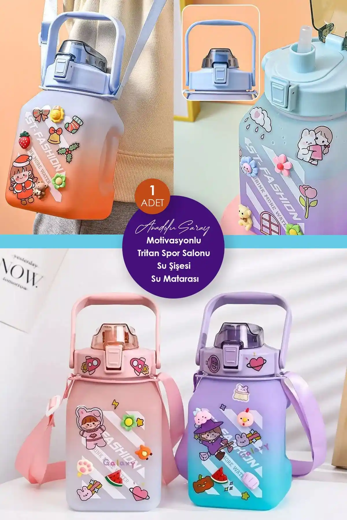 Anadolu Saray Motivasyonel Su Matarası 1,5L - Pratik ve Şık Günlük Kullanım Ürünü